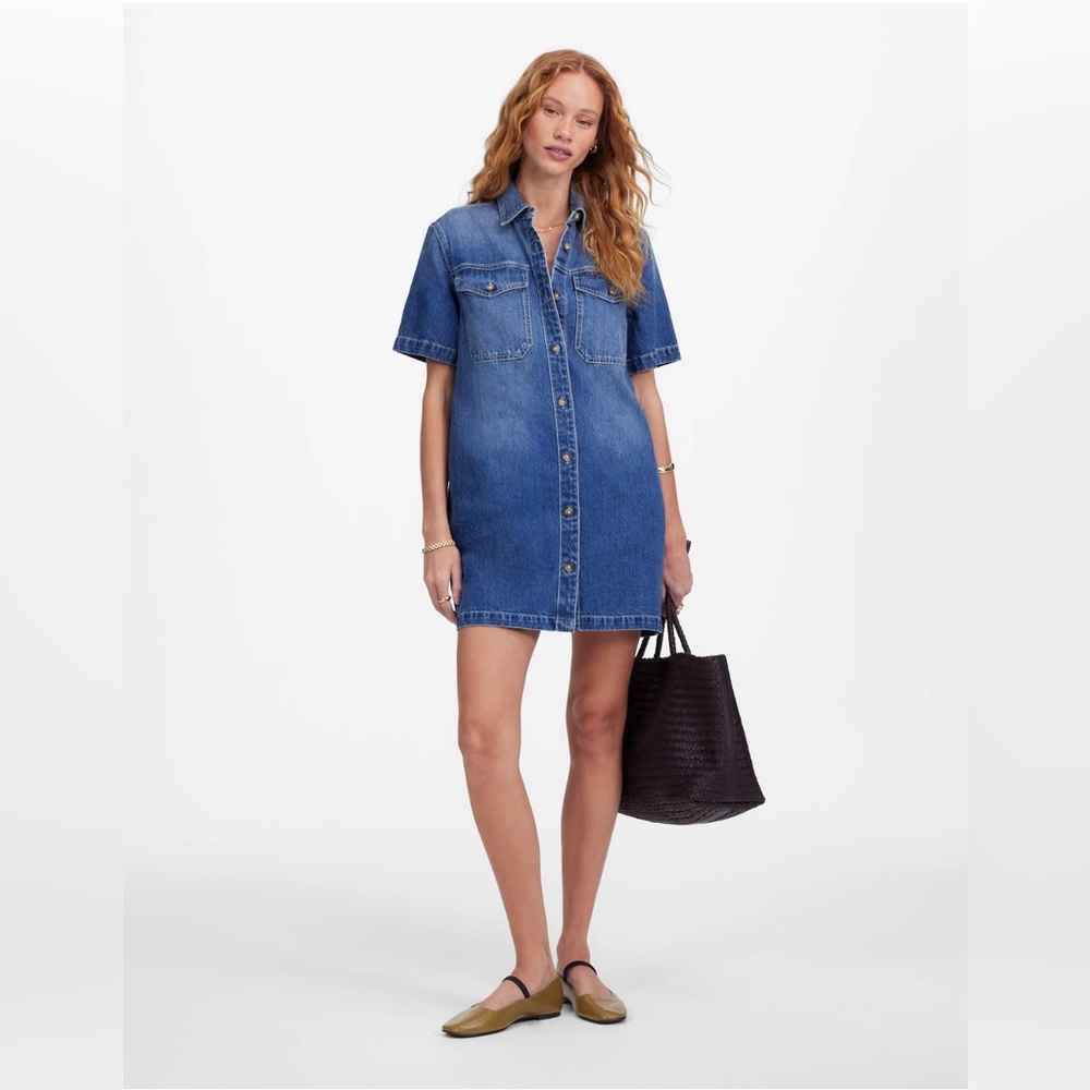 Madewell Denim Boxy Shirtdress in Demarco Wash